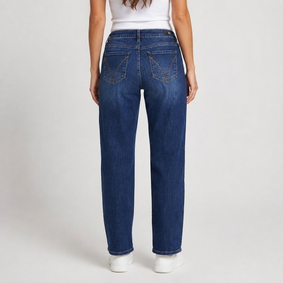 Kut from the Kloth Denim - Kut from the Kloth Womens Size 8 Straight‎ Leg Jeans Blue Dark Wash Embroidered